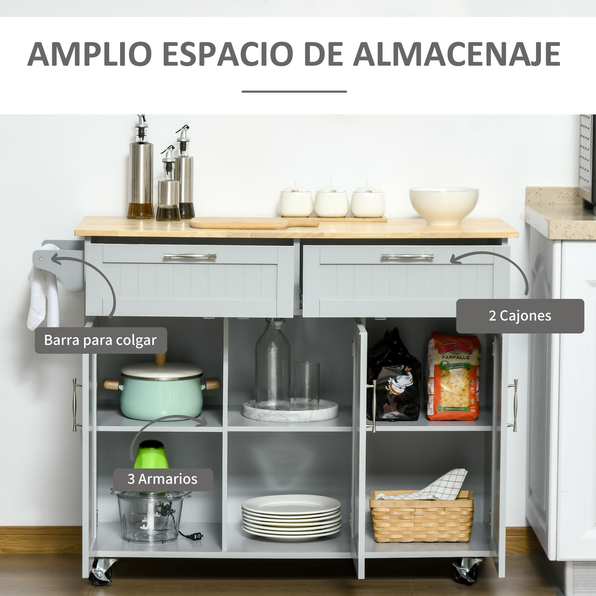 Isla de cocina con almacenaje
