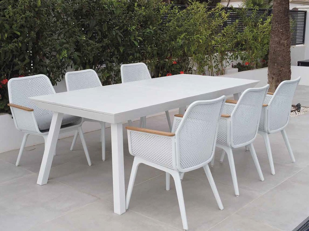 Mesa de exterior de aluminio extensible