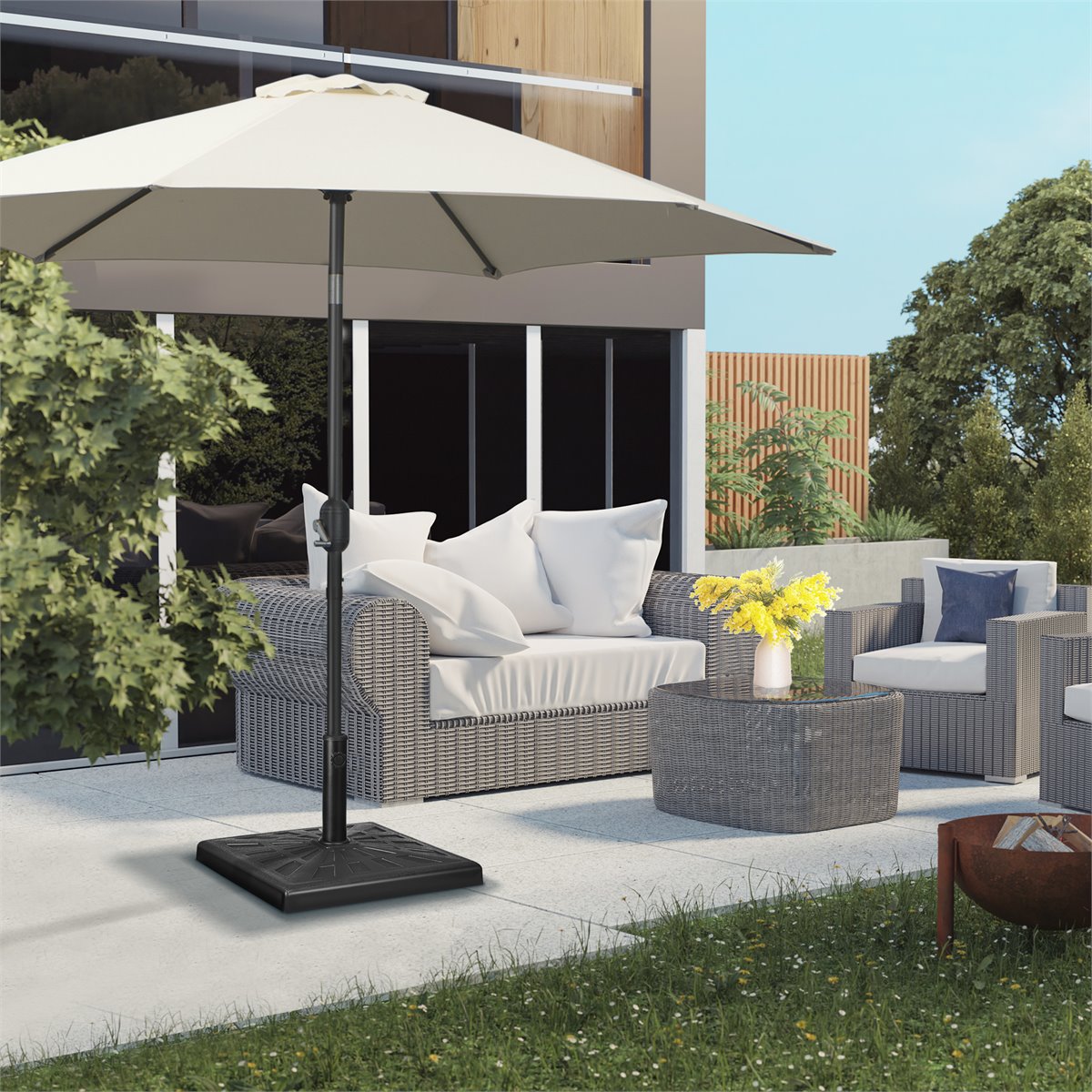 Parasol de jardín con base lateral